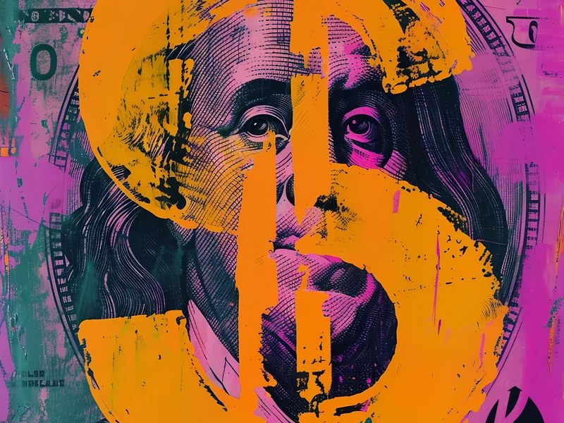 A Drippin Wet Art canvas: a dollar sign over a hundred dollar bill